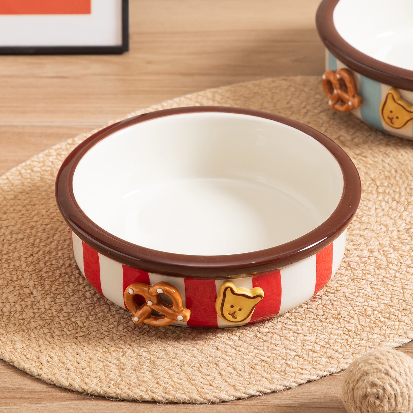 Hand-Painted Ceramic Pet Bowl with Anti-Spill Design