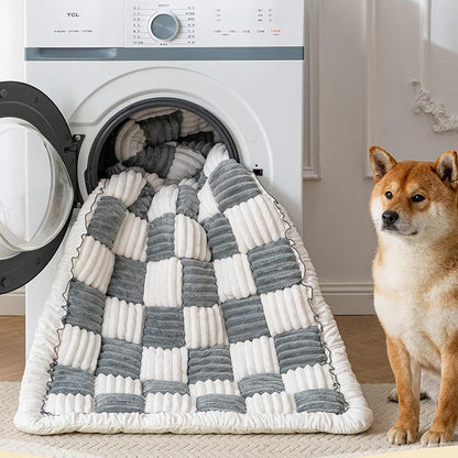 Plush Checkerboard Pet Dog Mat